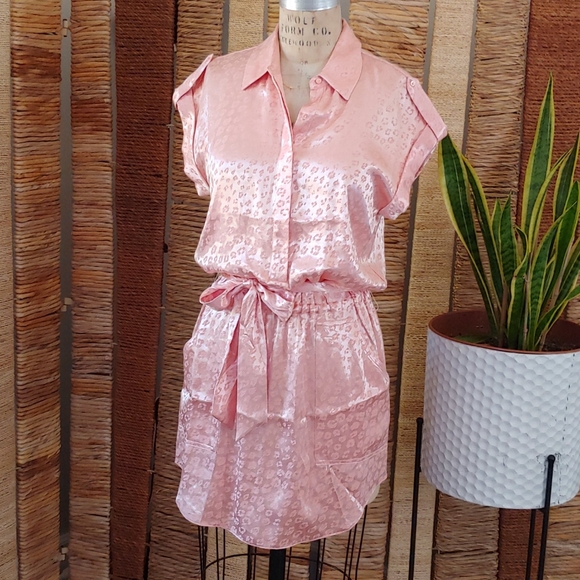 -SOLD- Joie Satin Leopard Shirt Dress - Picture 6 of 10